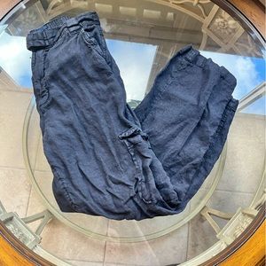 🖤 100% linen🖤- Black Cropped Cargo Pants- Size M